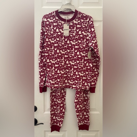 Pact Other - NWT Pact Organic Cotton Men’s Whimsical Holiday Pajamas Set  Size XL Red White